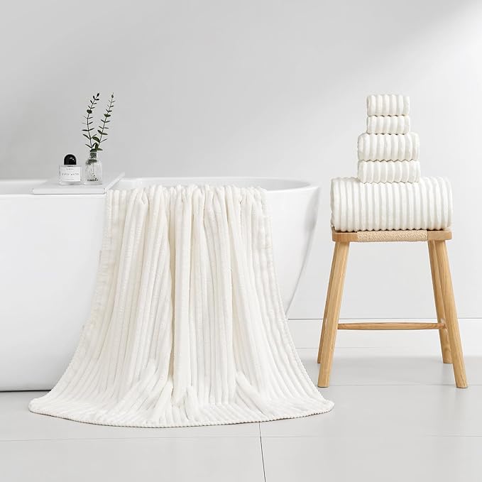 40x80 Inches Bath Sheets Towels for Adults Luxury Microfiber Extra Large Bath Towels for Bathroom Super Soft Absorbent Quick Dry with Hanging Loop(White,1PCS)