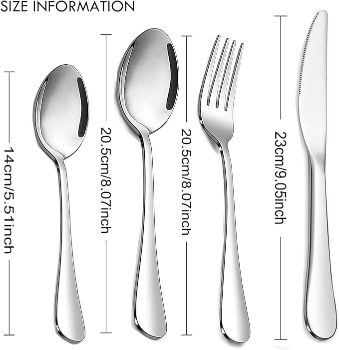 24 pcs Flatware Set, Silverware Set for 6, Knife Fork Spoon, Home Dinnerware Tableware Set for 6, Cutlery Set, Include Knives/Forks/Spoons