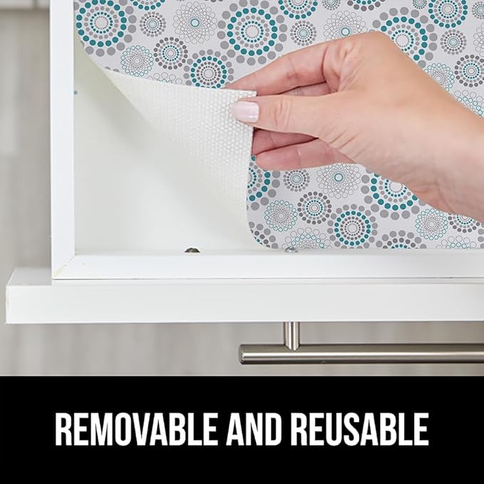 GORILLA GRIP DripGuard Shelf Liner, Non Adhesive Drawer and Kitchen Cabinet Protector, Slip Resistant BPA Free Smooth Surface Plastic Liners for Cabinets, Bathrooms, Closets, 12x240 Inch, Spiral