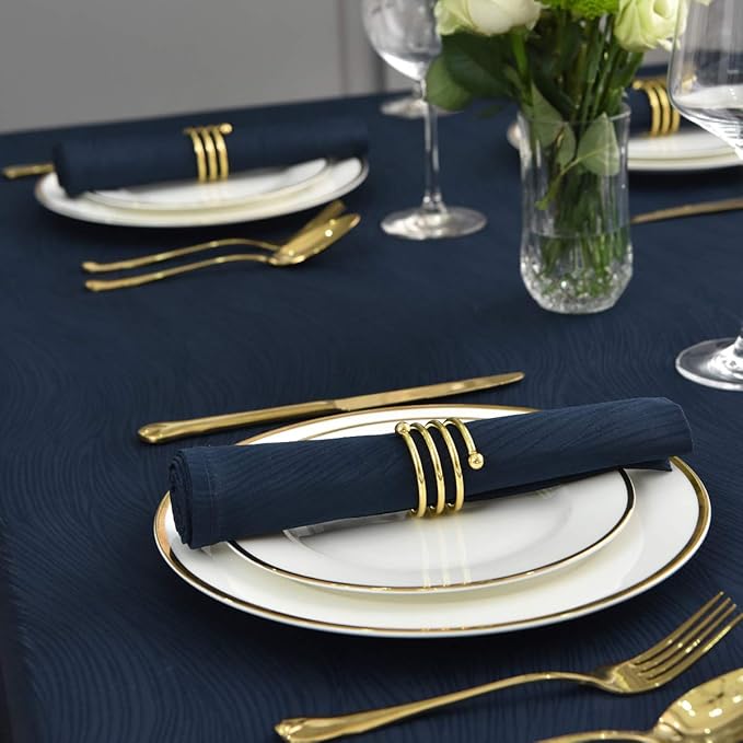 maxmill Jacquard Cloth Napkins 20 x 20 Inch Swirl Pattern Soft Comfortable and Luxury Serviette for Restaurant Family Dinners Weddings Parties and Banquets Set of 4 Navy Blue