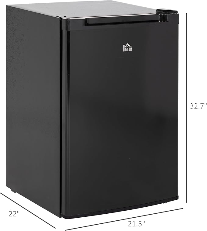 HOMCOM Mini Freezer Countertop, 3 Cu.Ft Compact Upright Freezer with Removable Shelves, Reversible Door for Home, Dorm, Apartment and Office, Black