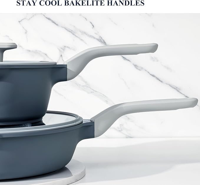 PRICUSIS Nonstick Saucepan Set with Lids, 2QT and 2.7QT Ceramic Sauce Pan Set, Non Toxic Sauce Pots with Pour Spouts for Multipurpose Use, PTFE, PFOA & PFAS Free, Induction Compatible.