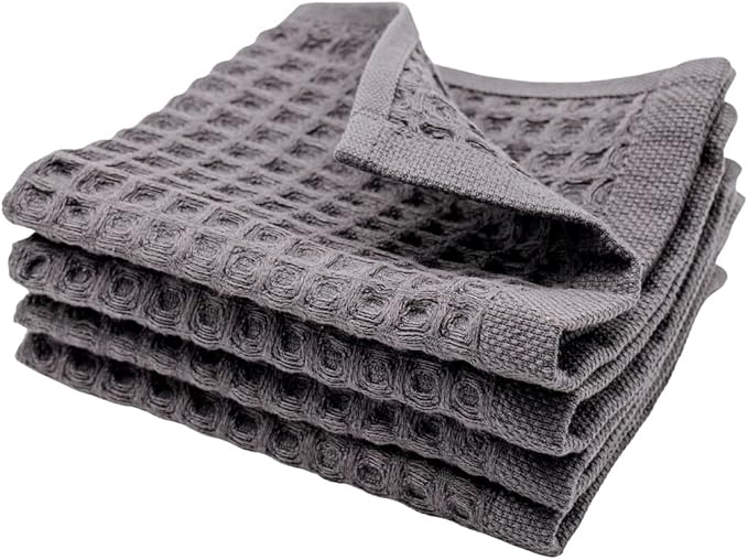 sea me at home Waffle Washcloths Set, 100% Turkish Cotton (Charcoal)