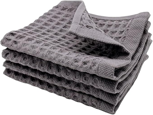 sea me at home Waffle Washcloths Set, 100% Turkish Cotton (Charcoal)