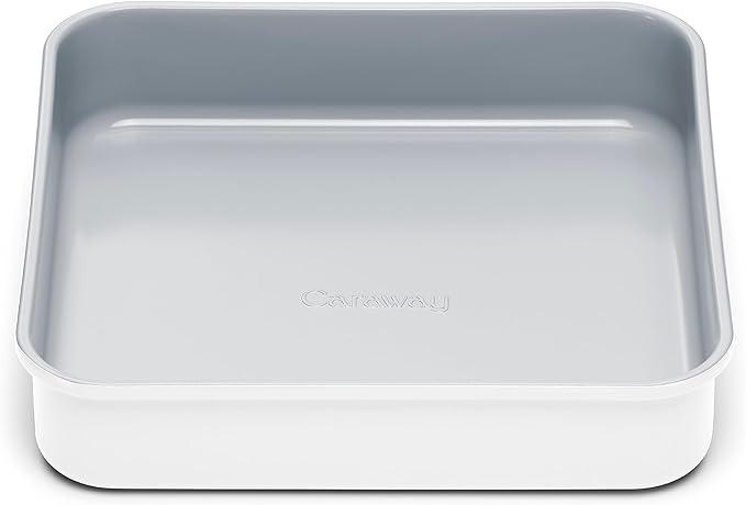 Caraway Non-Stick Ceramic 9” Square Pan - Naturally Slick Ceramic Coating - Non-Toxic, PTFE & PFOA Free - Perfect for Brownies, Lemon Bars, Cakes, & More - White