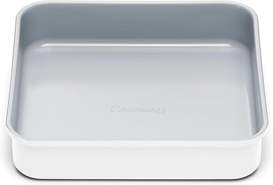 Caraway Non-Stick Ceramic 9” Square Pan - Naturally Slick Ceramic Coating - Non-Toxic, PTFE & PFOA Free - Perfect for Brownies, Lemon Bars, Cakes, & More - White