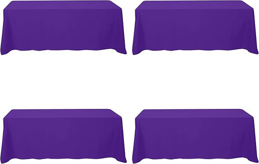 BRILLMAX 4 Pack Purple Tablecloths for 8 Foot Rectangle Tables 90 x 156 Inch - 8ft Rectangular Bulk Linen Polyester Fabric Washable Cloth Cover for Wedding Reception Banquet Birthday Party