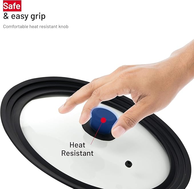 Universal Lids for Pots, Pans and Skillets - Tempered Glass with Vented Silicone Rim and Heat-Resistant Handle - Fits Multiple Cookware Sizes - Dishwasher & Microwave Safe (2 Pack, 11",12",12.5")