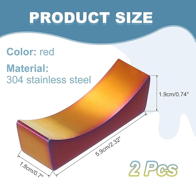 uxcell 2pcs Chopstick Rest, 304 Stainless Steel Chopsticks Holder 2.32" x 0.7" x 0.74", Household Tableware Kitchen Tools for Spoon Fork Teaspoon Dining Tool Rest, Red