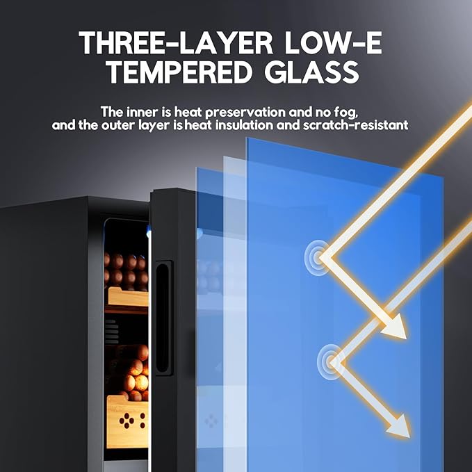 Tylza Cigar Humidor Cabinet 50L, Temp & Humidity Control Electric Humidors for Cigars, 370 Cigars, Digital Hygrometer, Safety Lock, Cigar Humidors with Cedar Wood Drawer Shelves, Cigar Gifts for Men