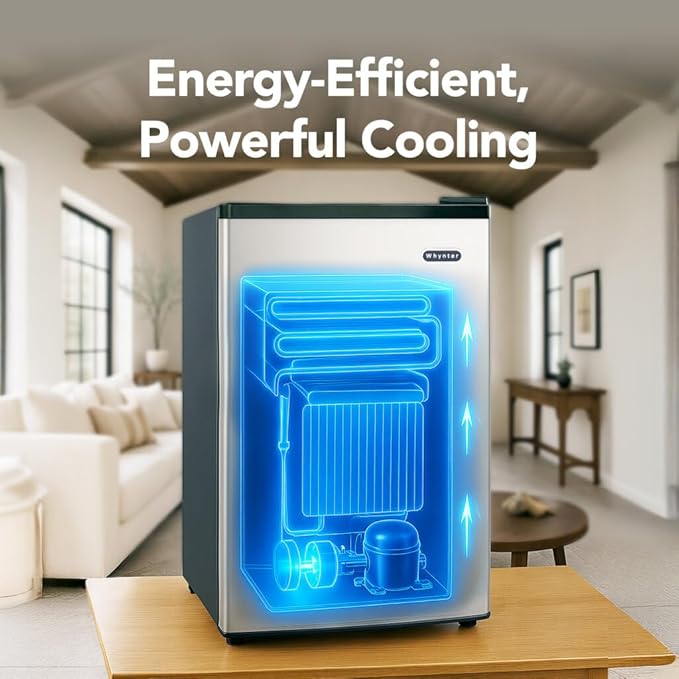 Whynter Upright Freezer with Lock, 2.1 Cu. Ft. Small Freezer Mini Freezer for Bedrooms, Dorms, Garages, Offices CUF-210SS, Stainless Steel Energy Star