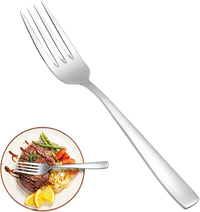 16 Piece Dinner Forks Set, Food Grade Extra-Fine Stainless Steel Dessert Salad Forks Silverware, Metal Forks for Home Kitchen Restaurant Hotel, 8 Inches, Mirror Finish & Dishwasher Safe