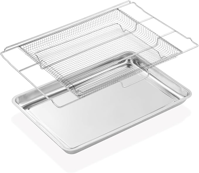 FRIGPEREAFT Air Fryer Tray Replacement for Frigidaire 30'' Ready Cook Range Oven Parts 304 Stainless Steel 25x 16.25 In Air Fry Rack Frigidaire Electric Wall Oven Air Fryer Basket Set (Not 24'' Width)