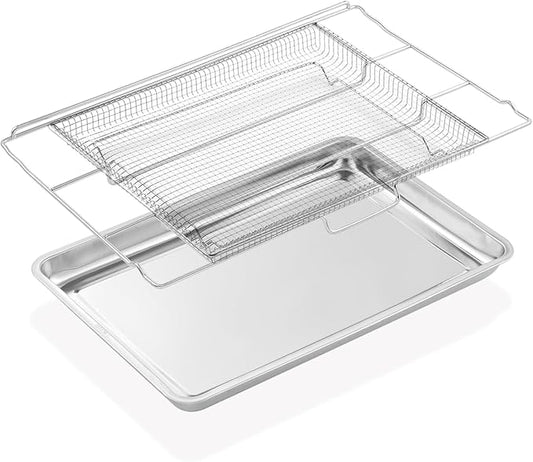 FRIGPEREAFT Air Fryer Tray Replacement for Frigidaire 30'' Ready Cook Range Oven Parts 304 Stainless Steel 25x 16.25 In Air Fry Rack Frigidaire Electric Wall Oven Air Fryer Basket Set (Not 24'' Width)
