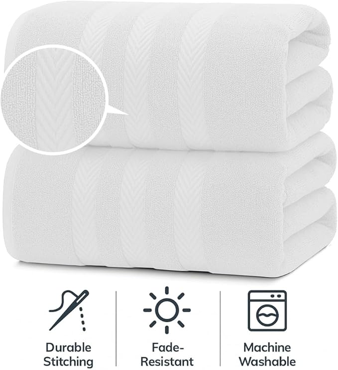 RIVERSIDE Pack of 2 Extra Large Bath Sheets 35 x 70 Inches - 100% Ring Spun Cotton Hotel Quality Oversized Bath Towels - Super Soft, Highly Absorbent & Quicker to Dry - White