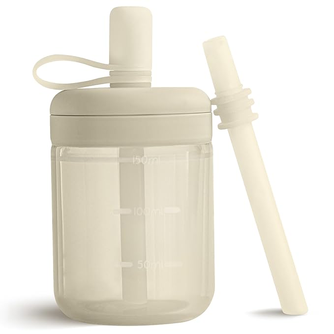 Moonkie Baby Straw cup | Silicone Toddler Sippy Cup Training Cup with Straw Lid | BPA-Free Drop-Proof Baby Cup | Led Weaning | 6 Months+, 5 oz, 1pack