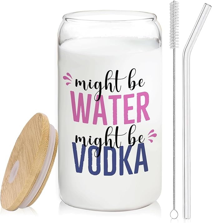 Vodka glasses cup Gifts for Cocktail Lovers, Funny Might Be Vodka Tumbler Gifts For Women 14oz,Tequila Lime drinking jar for Cocktail Lovers