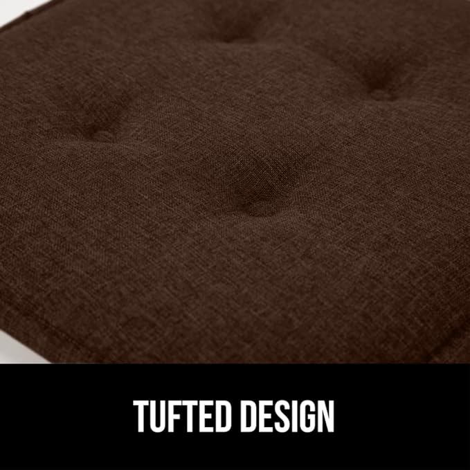 GORILLA GRIP Slip Resistant Tufted Chair Cushions, No Ties Required, Memory Foam Pads for Dining Room Kitchen Table, Office, Rocking Chairs, Plush Seat Cushion Pad, Home Decor, Set of 4, 16x17, Brown