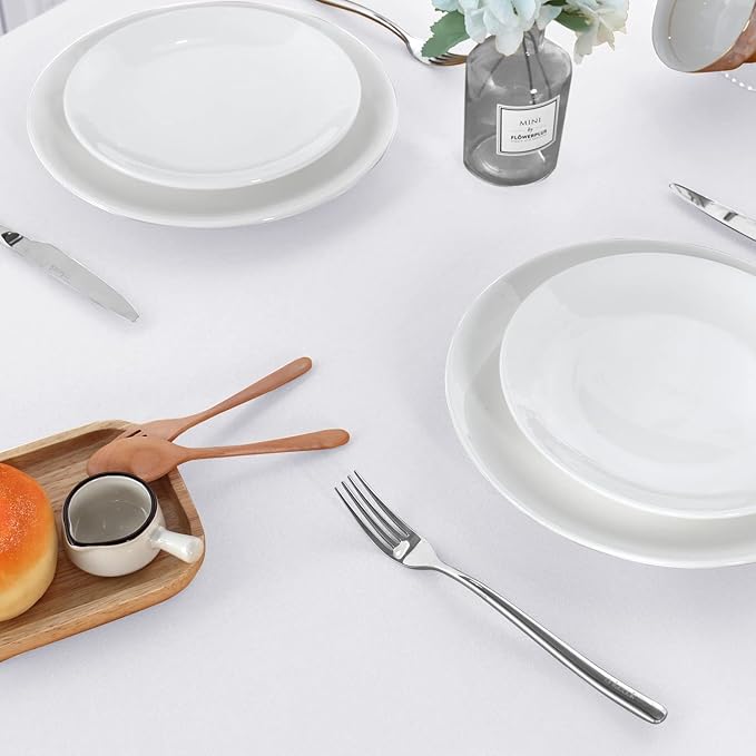 sancua 2 Pack White Tablecloth 60 x 84 Inch, Rectangle 4 Feet Table Cloth - Stain and Wrinkle Resistant Washable Polyester Table Cover for Dining Tables, Buffet Parties and Camping