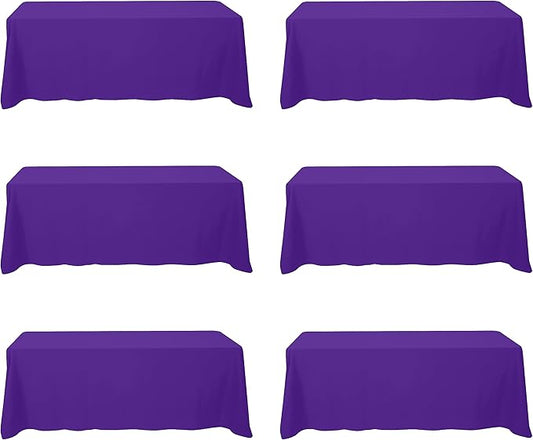 BRILLMAX 6 Pack Purple Tablecloths for 8 Foot Rectangle Tables 90 x 156 Inch - 8ft Rectangular Bulk Linen Polyester Fabric Washable Cloth Cover for Wedding Reception Banquet Birthday Party