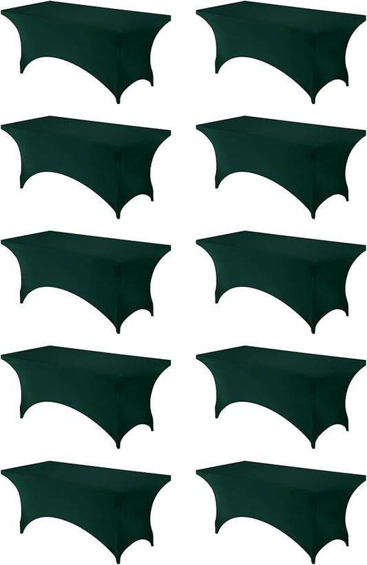 Utopia Kitchen 6FT Spandex Tablecloth [10 Pack, Hunter Green] 200 GSM Stretch, Fitted, Washable and Wrinkle Resistant Table Cloth Rectangle Cover for Trade Shows, Wedding, Parties [72Lx30Wx30H Inch]