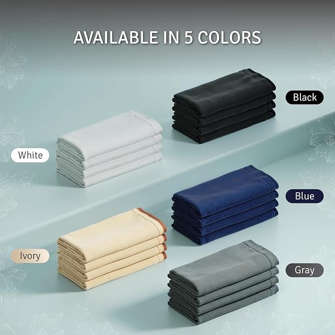 Creative Scents 100% Cotton Blue Velour Fingertip Towels - 4 Pack 11 by 18 Inch – Decorative, Extra Absorbent and Soft Face Towel, Ideal for Bathroom and Powder Room (Navy Blue)