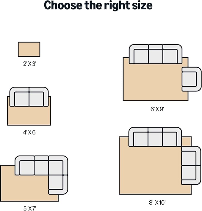 Amazon Basics Indoor Area Rug, 3D Bubble Washable Home Decor Carpet for Living Room, Bedroom, 8' W × 10' L, Beige