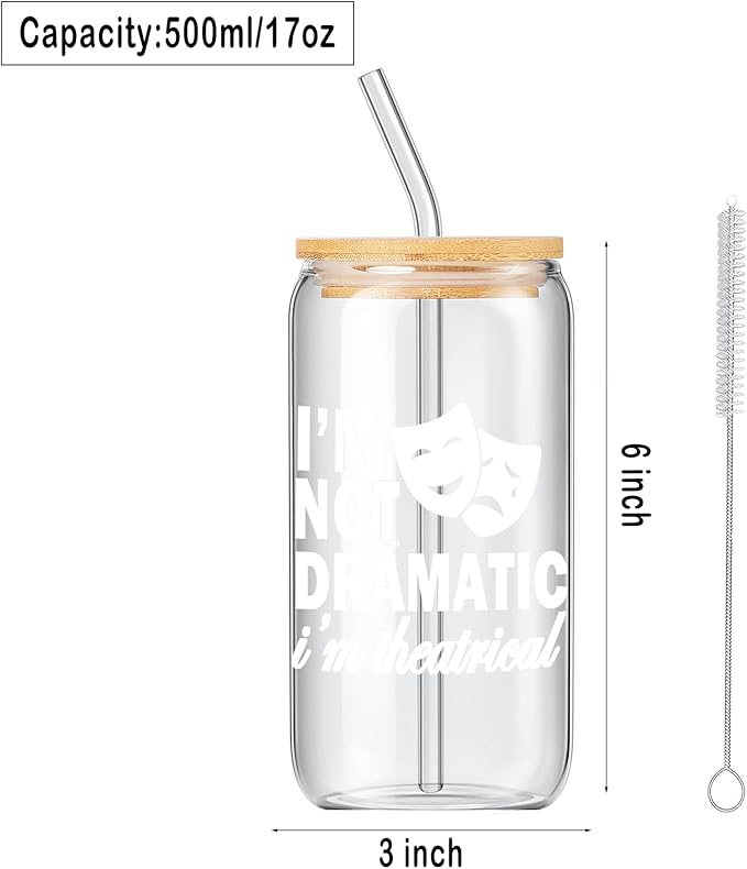 Musical Theater Gifts, Broadway Gifts for Directors, Actors, Music Teachers, Musicians on Birthday Christmas - 17 Oz Drinking Glass Iced Can Glass Cup (white-dramatic)