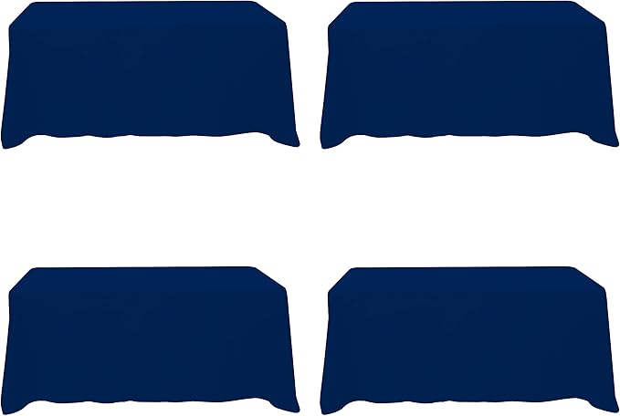 BRILLMAX 4 Pack Navy Blue Tablecloths for 6 Foot Rectangle Tables 90 x 132 Inch - 6ft Rectangular Bulk Linen Polyester Fabric Washable Cloth Cover for Wedding Reception Banquet Birthday Party