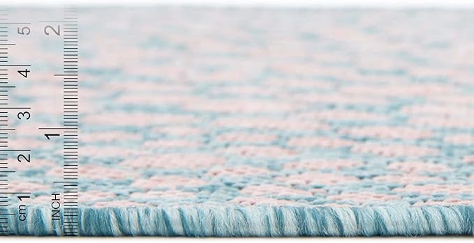 Unique Loom Jill Zarin Jill Zarin Outdoor Collection Area Rug - Cape Town (9' x 12' Rectangle, Pink and Aqua/Light Blue)