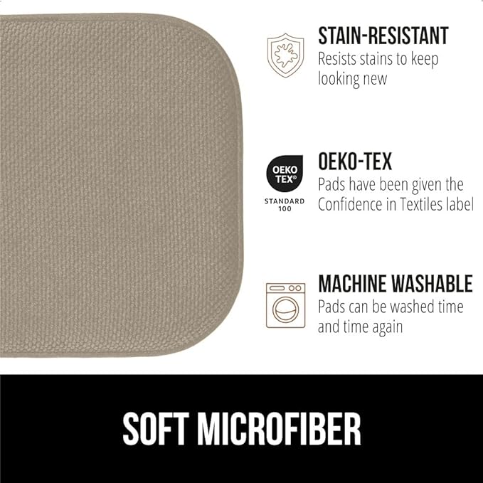 GORILLA GRIP Slip Resistant Chair Cushions, No Ties Required, Set of 6 Memory Foam Pads for Dining Room, Kitchen Table, Office, Rocking Chairs, Plush Seat Cover Cushion Pad, Home Decor, 16x16, Beige