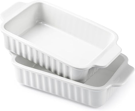 Small Baking Dish, 9x5 inch Casserole Dishes for Oven, 30 Oz Ceramic Baking Pans with Double Handles for Roasting, Lasagna, Pie, Gratin, Set of 2
