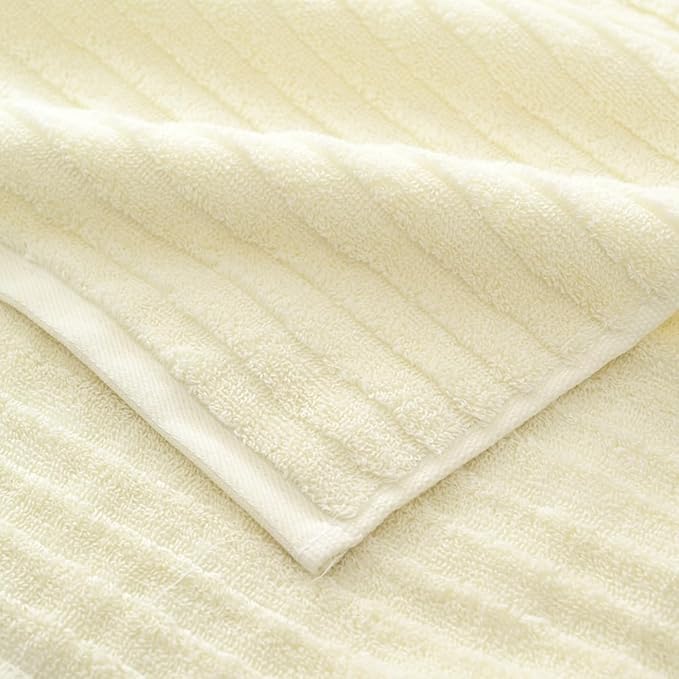 sense gnosis Beige Hand Towel Set of 2 Ladder Striped Design Soft Quick Dry Absorbent 100% Cotton Hand Towel for Bathroom Decorative 13 x 29 Inch