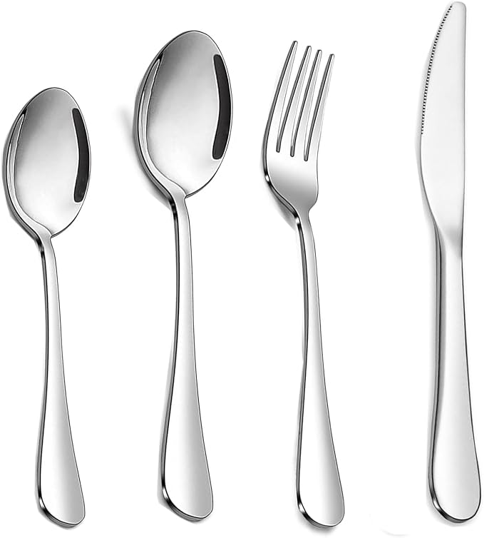24 pcs Flatware Set, Silverware Set for 6, Knife Fork Spoon, Home Dinnerware Tableware Set for 6, Cutlery Set, Include Knives/Forks/Spoons