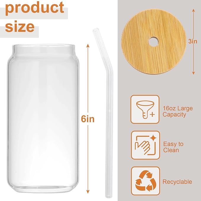 Christmas Gifts for Mom, 16 Oz Coffee Can Glass Cups, Drinking Cup with Lid and Straw, Moms Gift from Daughter and Son, Christmas Mothers Day Birthday Present Ideas for Mother, New Moms, Mom To Be