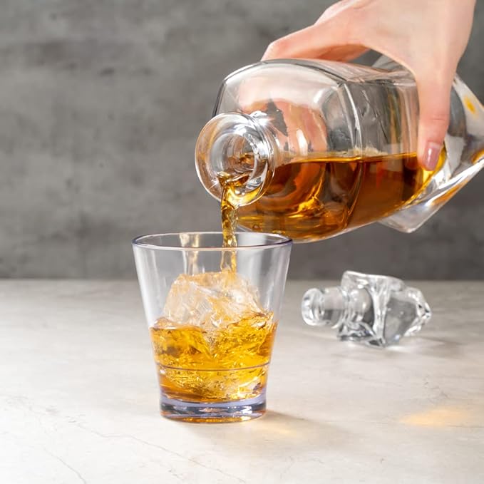 Bev Tek 9 Ounce Plastic Drinking Glasses, 12 Reusable Plastic Cocktail Cups - Shatterproof, Clear Plastic Old Fashioned Glasses, Dishwashable, Stackable - Restaurantware