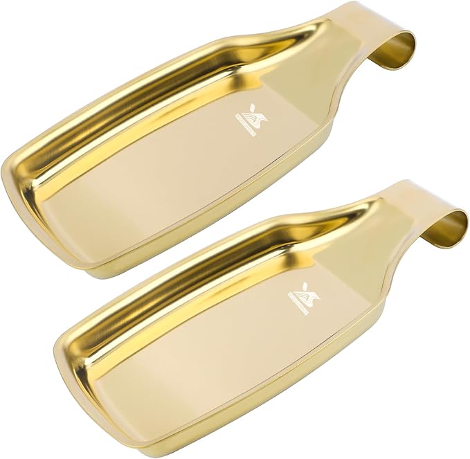MSY BIGSUNNY Stainless Steel Utensil Tray Spoon Rest Holder for Stove Top, 2 Pack Stainless Steel Spoon Rest, Golden