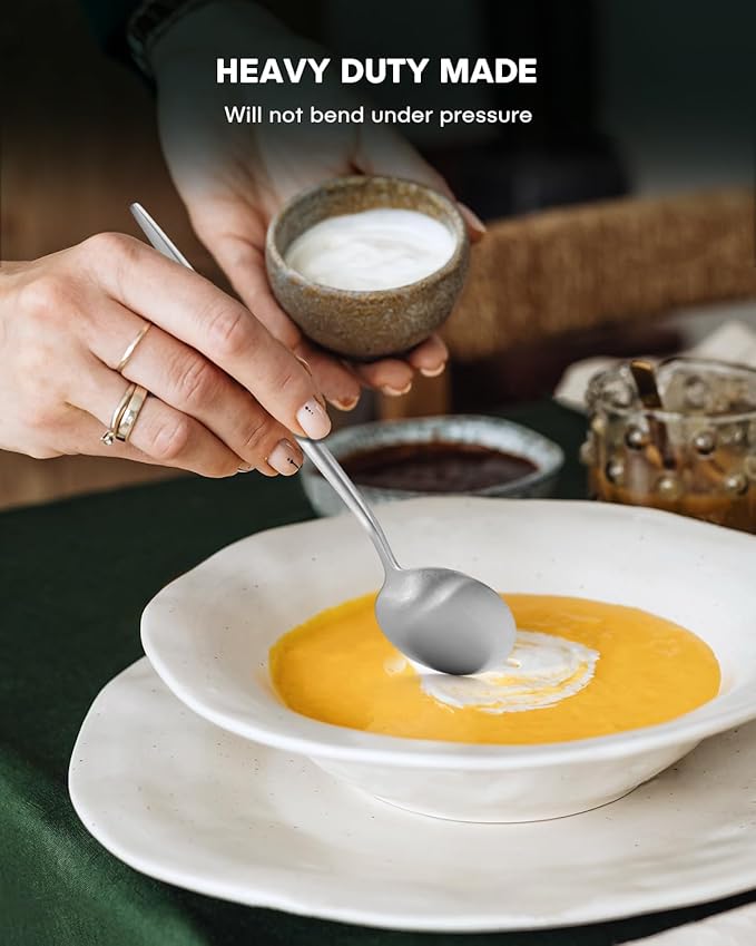 EUIRIO 20-Piece Matte Silverware Set, Modern Flatware Set for 4, Premium Stainless Steel Cutlery Set with Forks Spoons and Knives, Heavy Duty Utensil Sets, Dishwasher Safe