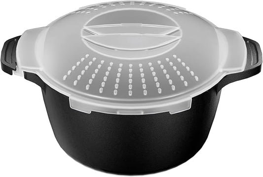 Small Microwave Cookware Steamer 1 Quart - AJXX Micro Cookware Vegetable Steamer for Cooking, Microwave Cooker with Food Container, Removable Filter and Lockab - BPA Free, Dishwasher Safe