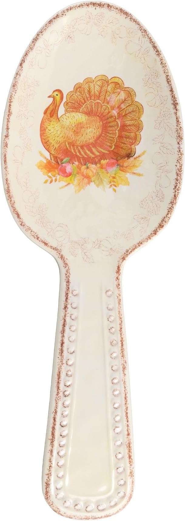 UPware Glitter Turkey Melamine Salad Servers, Serving Utensil Set, Includes Serving Fork and Spoon for Tossing Salad, Pasta, Thanksgiving Decorations, Orange, 10.75 Inch, Set of 2
