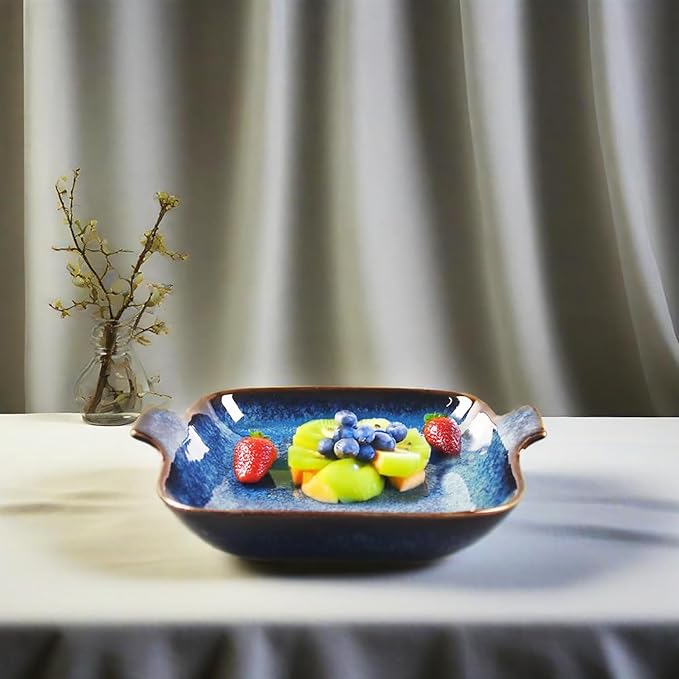 Ceramics Au Gratin baking Dishes Set of 4, Baking Tray Bake ware, 10.2 oz Ramekins, for Pie Pan, Appetizer, Tart, Dessert, Quiche, Oven Small dish, individual dishes, Square 7.8 Inch