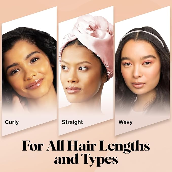 Kitsch Satin Microfiber Hair Towel Wrap for Women - Super Absorbent, Quick Dry, Anti-Frizz - for Long and Short Hairs, Turbans for Women, Wet and Curly Hair Wrap - Blush