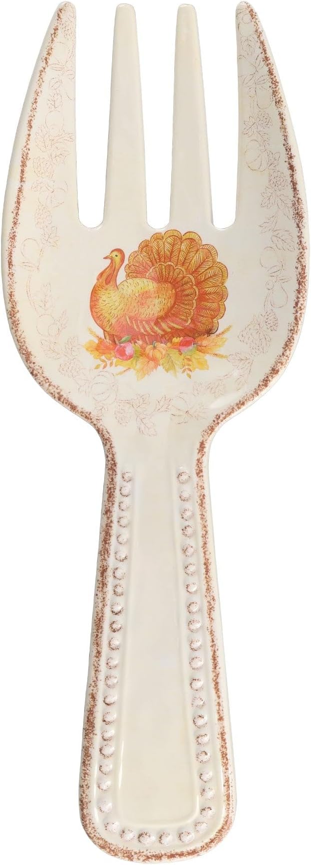 UPware Glitter Turkey Melamine Salad Servers, Serving Utensil Set, Includes Serving Fork and Spoon for Tossing Salad, Pasta, Thanksgiving Decorations, Orange, 10.75 Inch, Set of 2