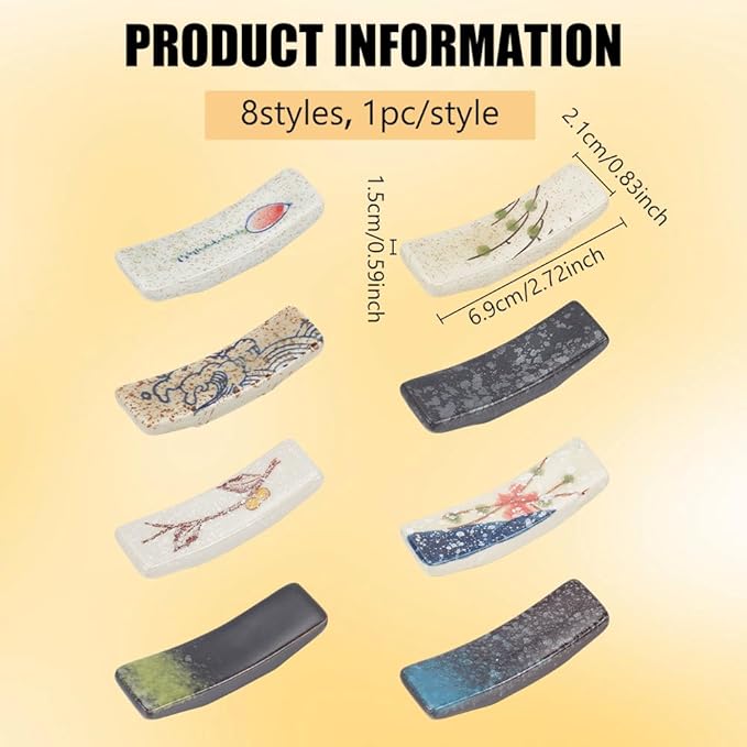 8Pcs Japanese Chopstick Rest Ceramic Chopstick Holder for Dinner Spoons Forks Paint Brushes Table Decoration