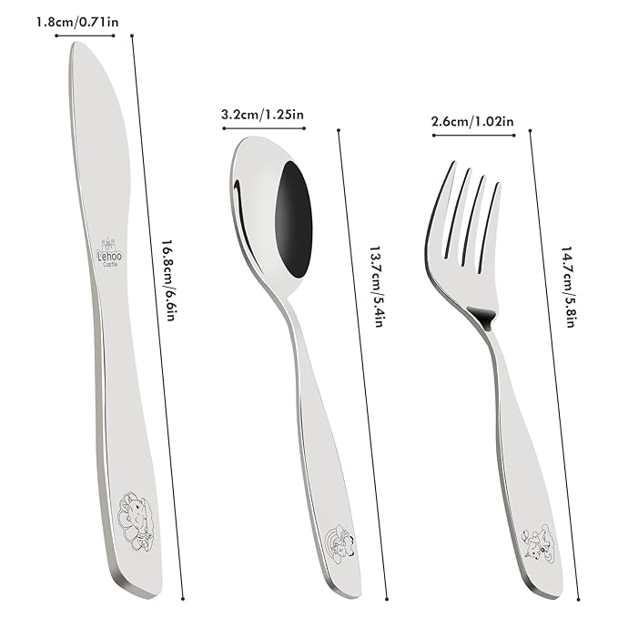 Lehoo Castle Toddler Utensils, 6 Pcs Toddler Silverware 3 Year Old Forks and Spoons, Kids Silverware Set Stainless Steel, Metal Silverware for Toddlers (Unicorn)