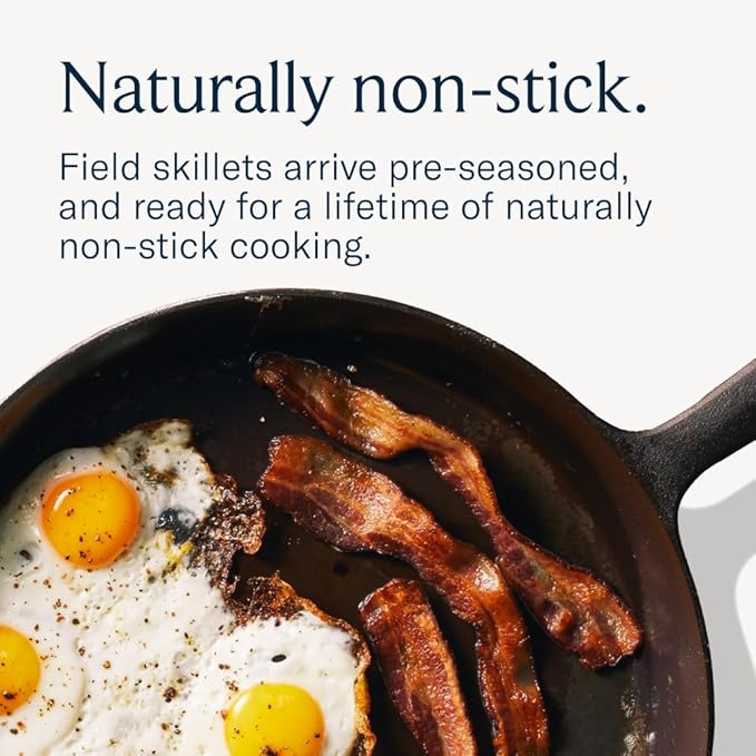 Field Company 10.25-Inch Cast Iron Skillet – Lightweight & Smooth, Made in USA, Pre-seasoned with Organic Oil – Perfect for 2–4 Servings (No.8 Medium)