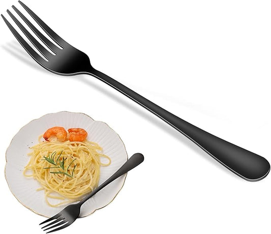 16-Piece 8 Inch Black Dinner Forks Set,Stainess Steel Table Forks,Durable Black Silverware Silverware Forks For Home,Restaurant