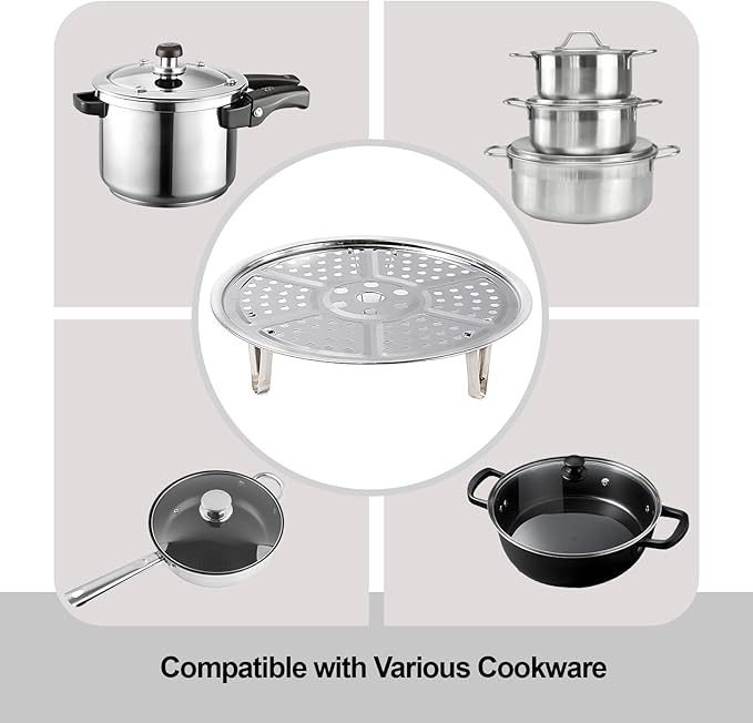 Steamer Rack, Premium Stainless Steel Steamers Rack with Removable Stand, 8.6 Inches Pot Steaming Tray for Steamer Cookware Instant Pressure Cooker