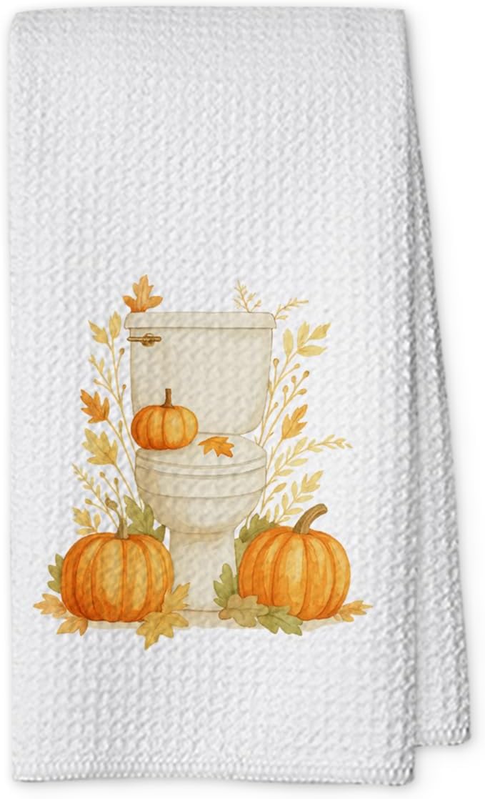 Fall Pumpkin Hand Towels for Kitchen Decor and Tea Dish Towel,1PCS Fall Thanksgiving Day Dishcloths,Farmhouse Fall Pumpkin Decor for Bathroom,Anthropology Autumn Gifts for Women - B05