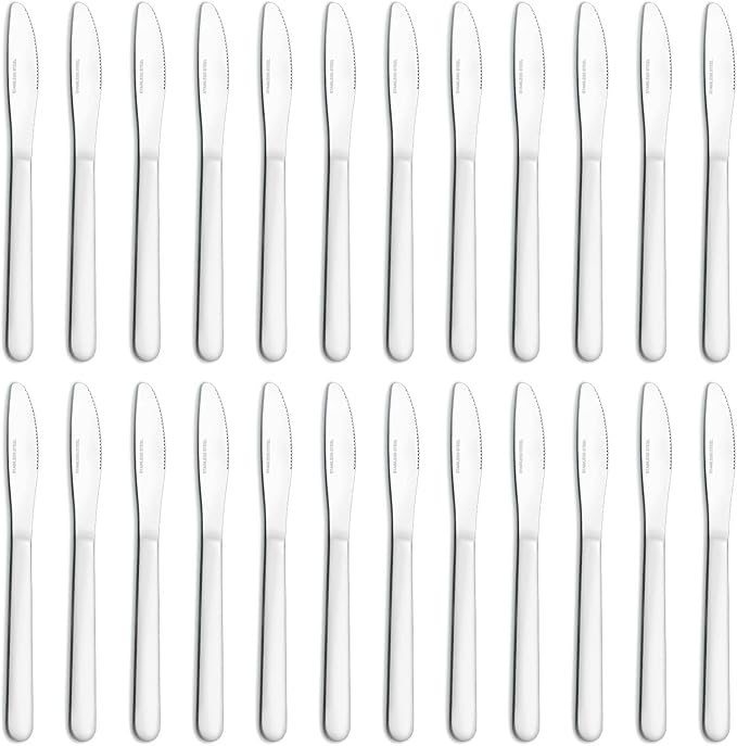 24 Pieces Dinner Knives Set, 8.1" Inches Table Knives Set, Durable Butter Knife, Food Grade Stainless Steel Dinner Knife, Cost-effective Silverware Set - Mirror Polished, Dishwasher Safe